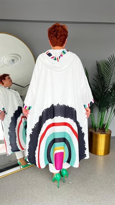 Selma Büyük Beden Renkli Keten Kap/Elbise