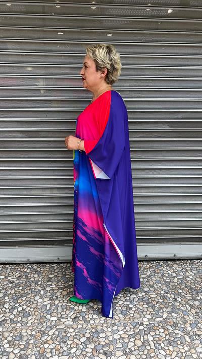 Selma Büyük Beden Renkli Yazlık Elbise