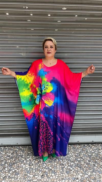 Selma Büyük Beden Renkli Yazlık Elbise