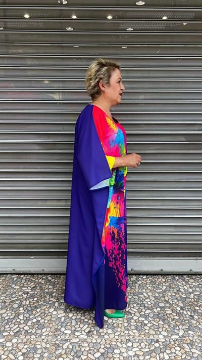 Selma Büyük Beden Renkli Yazlık Elbise