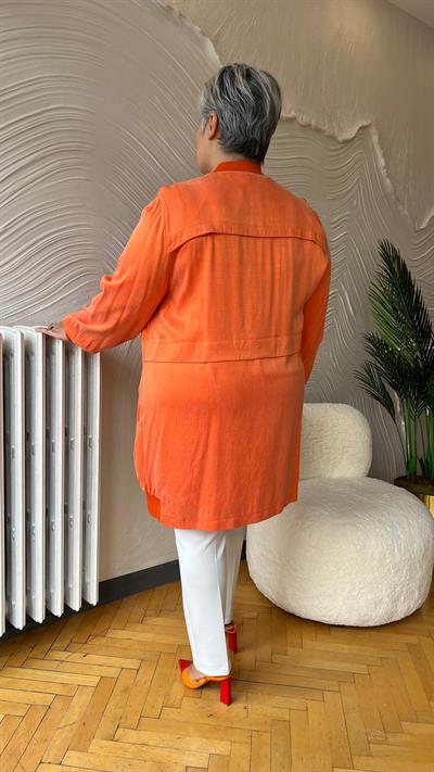 Selma Büyük Beden Ribana Detaylı İpek Kap