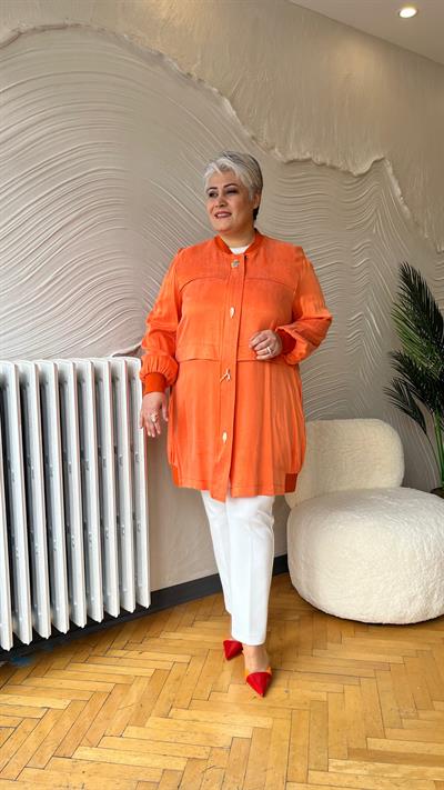 Selma Büyük Beden Ribana Detaylı İpek Kap