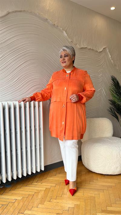 Selma Büyük Beden Ribana Detaylı İpek Kap