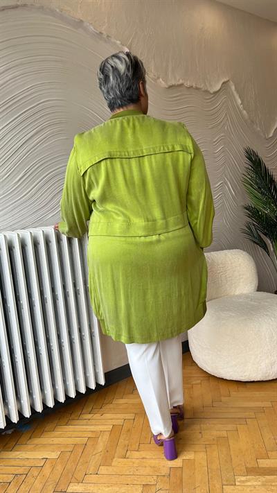 Selma Büyük Beden Ribana Detaylı İpek Kap