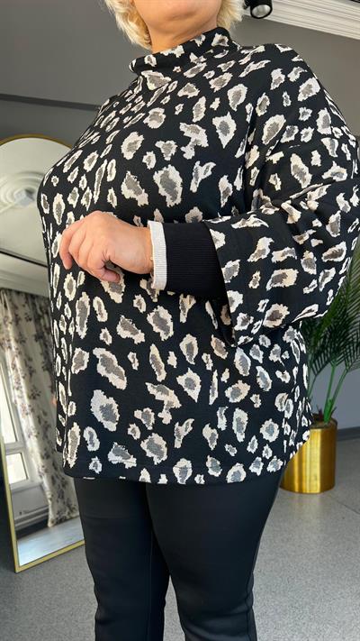 Selma Büyük Beden Ribana Kollu Bluz