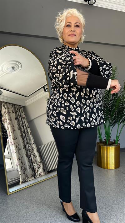 Selma Büyük Beden Ribana Kollu Bluz