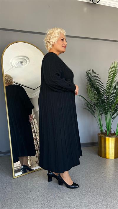 Selma Büyük Beden Saç Örgü Triko Elbise