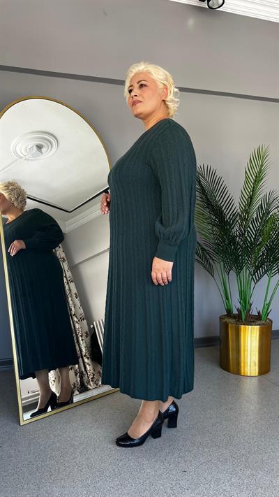 Selma Büyük Beden Saç Örgü Triko Elbise