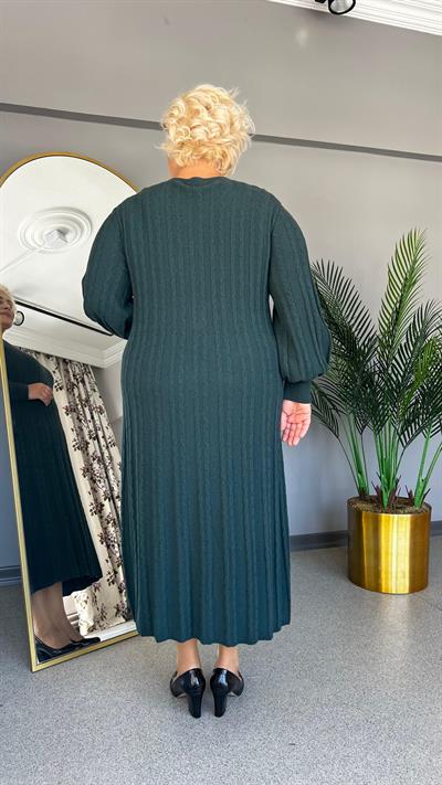 Selma Büyük Beden Saç Örgü Triko Elbise