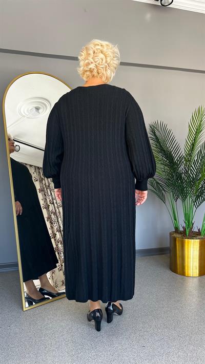 Selma Büyük Beden Saç Örgü Triko Elbise