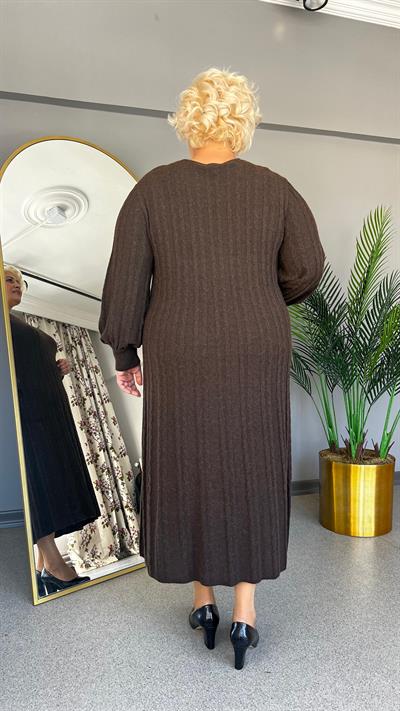 Selma Büyük Beden Saç Örgü Triko Elbise