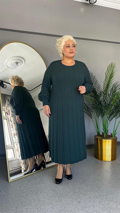 Selma Büyük Beden Saç Örgü Triko Elbise