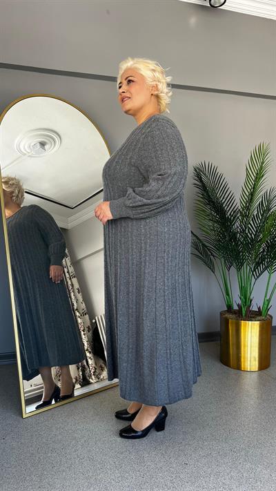 Selma Büyük Beden Saç Örgü Triko Elbise