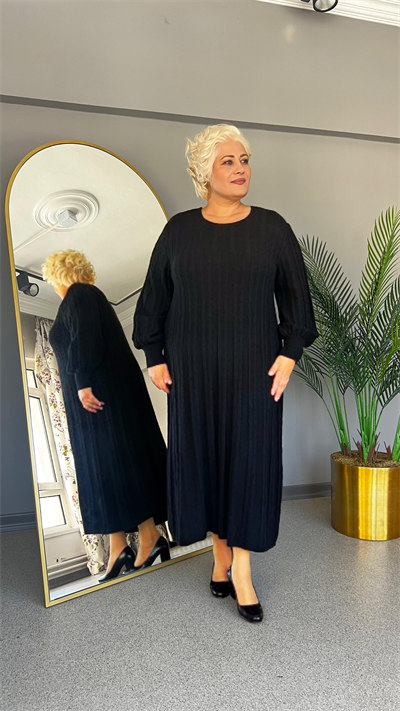 Selma Büyük Beden Saç Örgü Triko Elbise