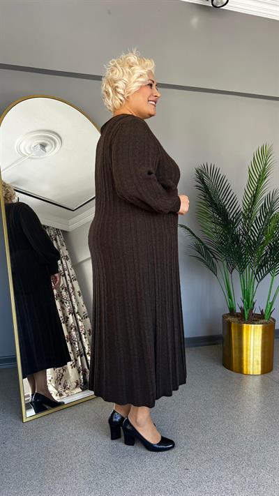 Selma Büyük Beden Saç Örgü Triko Elbise