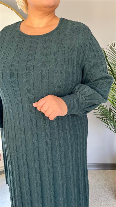 Selma Büyük Beden Saç Örgü Triko Elbise