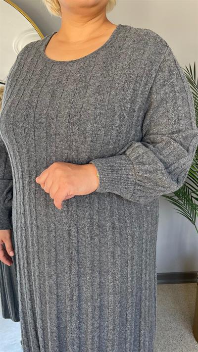 Selma Büyük Beden Saç Örgü Triko Elbise