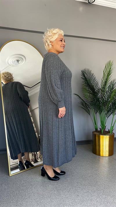 Selma Büyük Beden Saç Örgü Triko Elbise