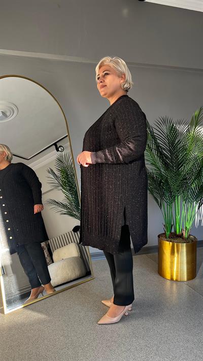 Selma Büyük Beden Saç Örgülü Hırka