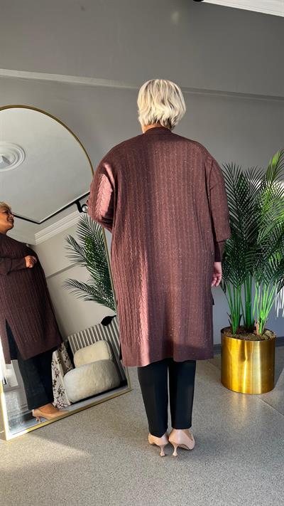 Selma Büyük Beden Saç Örgülü Hırka