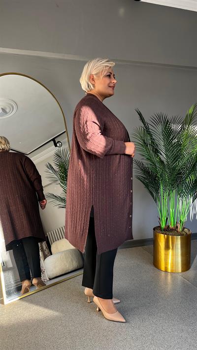 Selma Büyük Beden Saç Örgülü Hırka