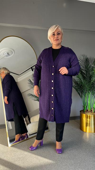 Selma Büyük Beden Saç Örgülü Hırka