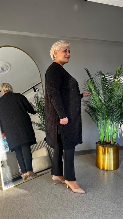 Selma Büyük Beden Saç Örgülü Hırka