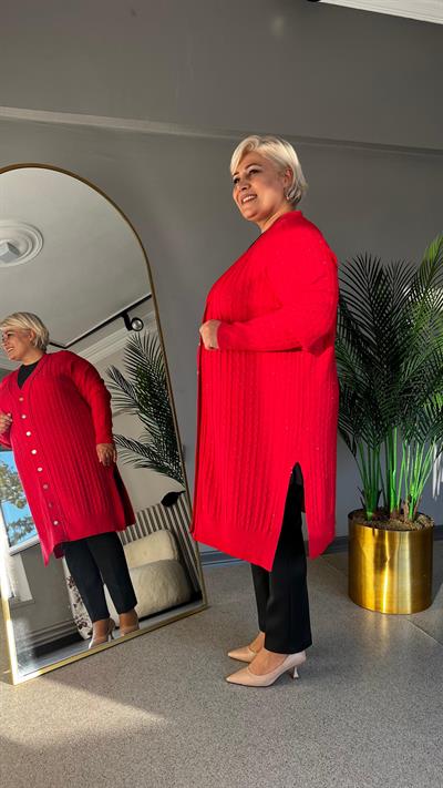 Selma Büyük Beden Saç Örgülü Hırka