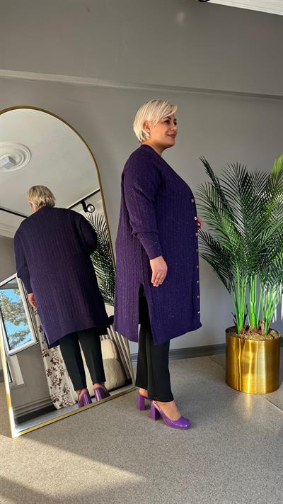 Selma Büyük Beden Saç Örgülü Hırka