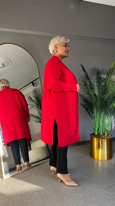 Selma Büyük Beden Saç Örgülü Hırka