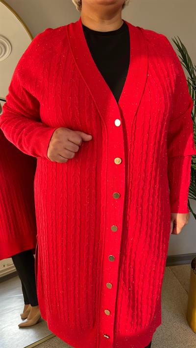 Selma Büyük Beden Saç Örgülü Hırka