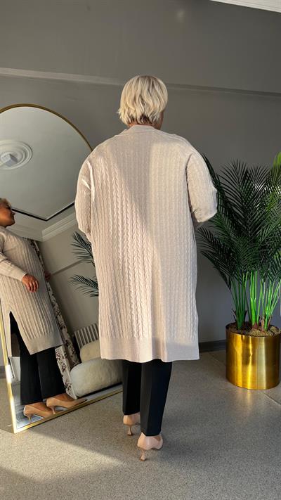 Selma Büyük Beden Saç Örgülü Hırka