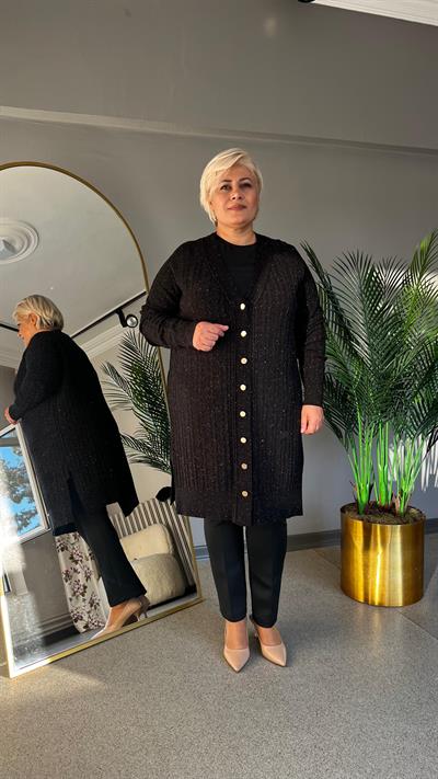 Selma Büyük Beden Saç Örgülü Hırka