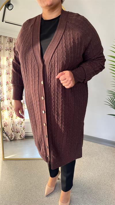 Selma Büyük Beden Saç Örgülü Hırka