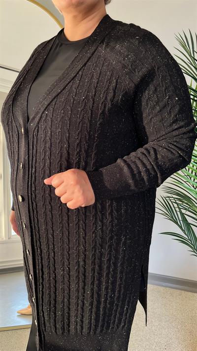 Selma Büyük Beden Saç Örgülü Hırka