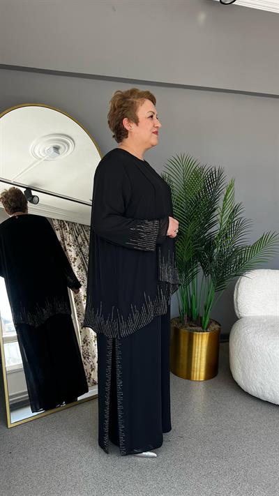 Selma Büyük Beden Sandy Şifon Pantolonlu Takım