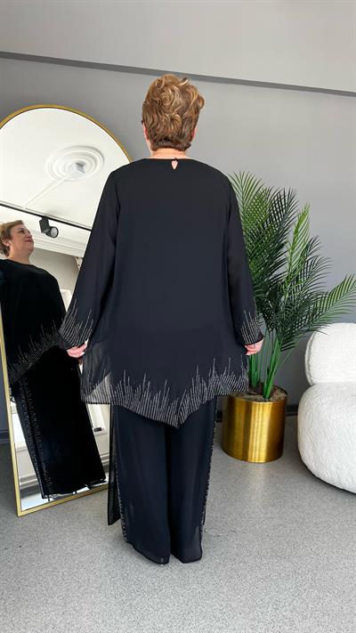 Selma Büyük Beden Sandy Şifon Pantolonlu Takım