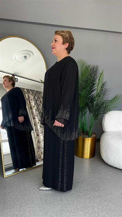 Selma Büyük Beden Sandy Şifon Pantolonlu Takım