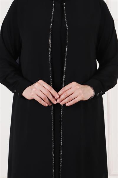 Selma Büyük Beden Sandy Şifon Taşlı Pantolonlu Takım