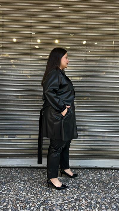 Selma Büyük Beden Şardonlu Deri Ceket