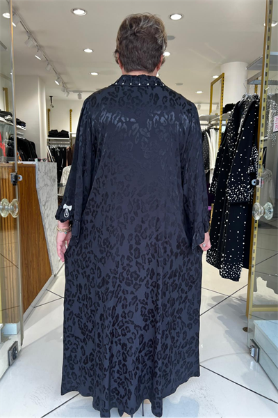 Selma Büyük Beden Saten Boncuk İşlemeli Şık Elbise