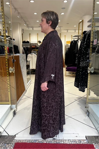 Selma Büyük Beden Saten Boncuk İşlemeli Şık Elbise