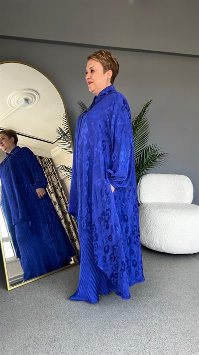 Selma Büyük Beden Saten Etekli Takım