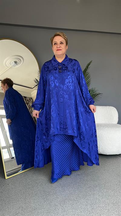 Selma Büyük Beden Saten Etekli Takım