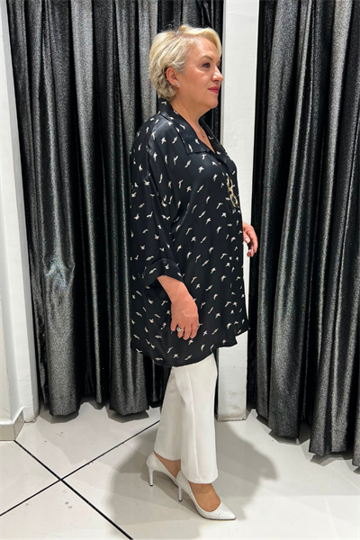 Selma Büyük Beden Saten Halka Detaylı Bluz
