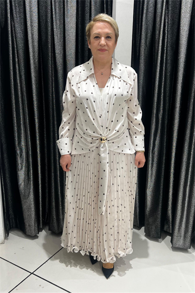 Selma Büyük Beden Saten Puantiye Takım
