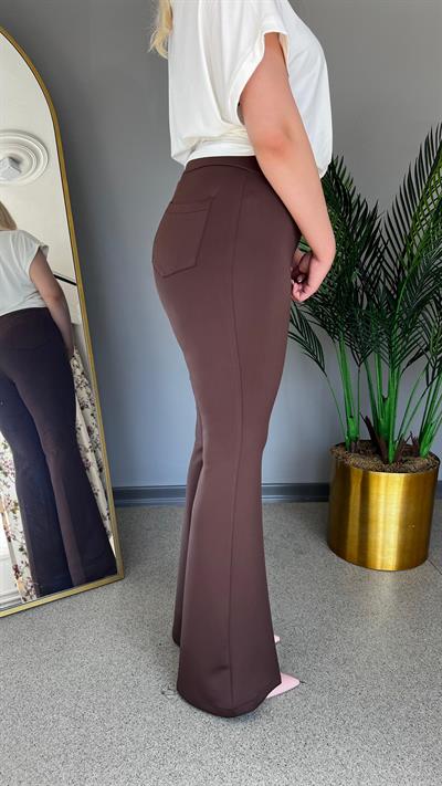 Selma Büyük Beden Scuba Kumaş İspanyol Paça Dalgıç Pantolon