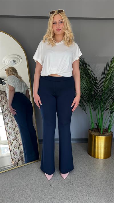 Selma Büyük Beden Scuba Kumaş İspanyol Paça Dalgıç Pantolon