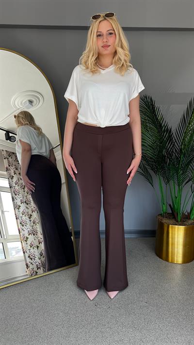 Selma Büyük Beden Scuba Kumaş İspanyol Paça Dalgıç Pantolon