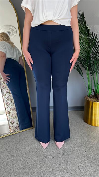 Selma Büyük Beden Scuba Kumaş İspanyol Paça Dalgıç Pantolon